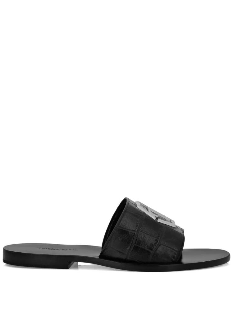 Philipp Plein logo-plaque leather sandals - Black Cover