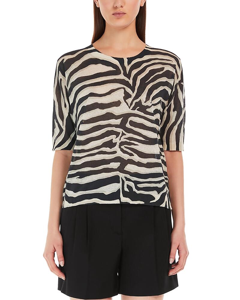 Max Mara Tina Straight Fit Zebra Print Sweater Cover