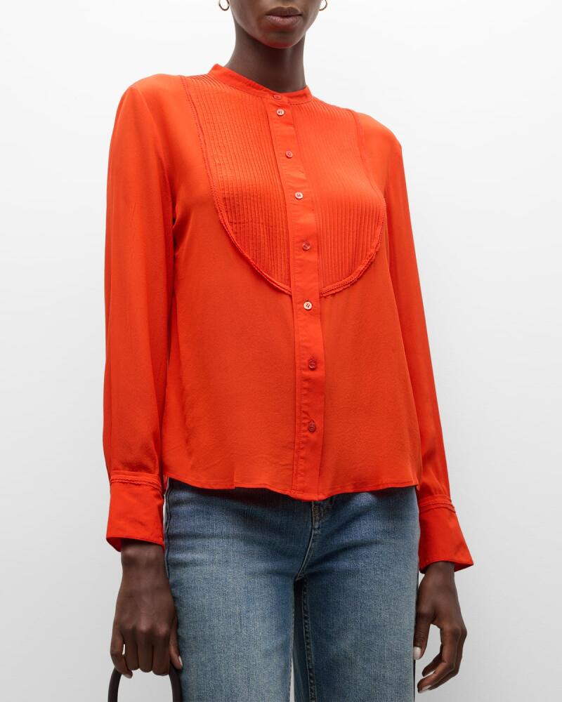 Vanessa Bruno Natsumi Pintuck Button-Down Silk Blouse Cover