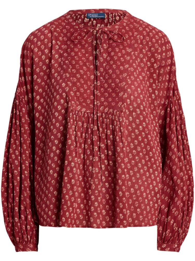 Polo Ralph Lauren floral-print cotton blouse - Red Cover