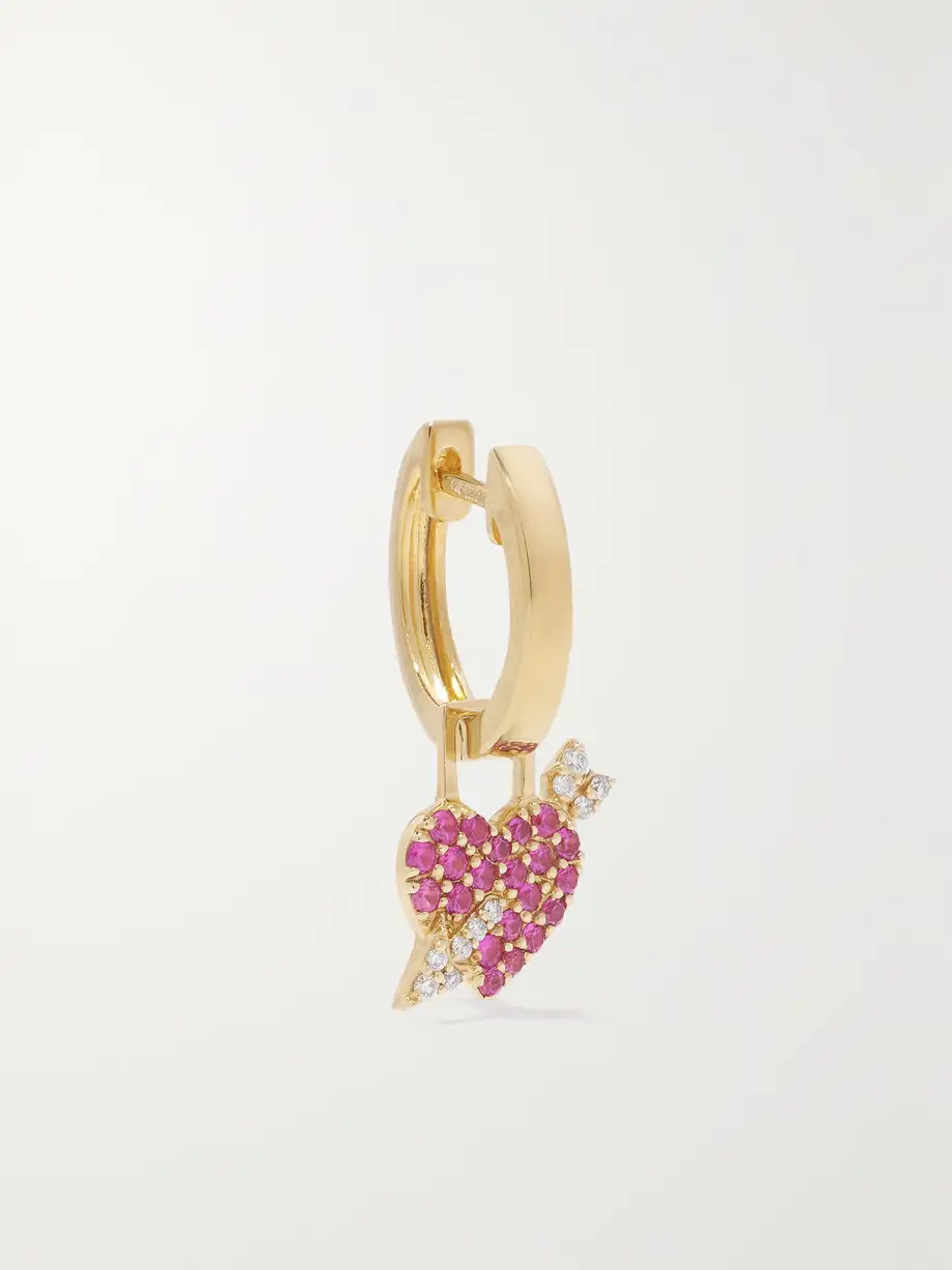 Robinson Pelham - Orb Midi And Cupid's Heart Earwish 14-karat Gold, Sapphire And Diamond Single Hoop Earring - One size Cover