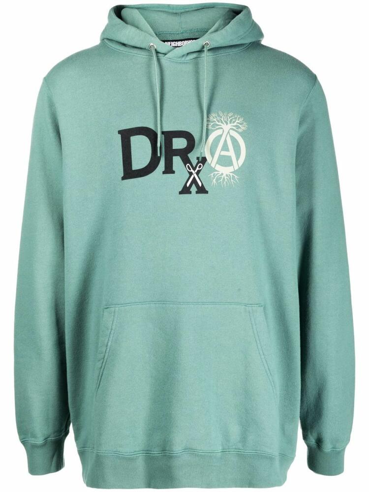 Neighborhood x DRXSRL logo-print detail hoodie - Green Cover