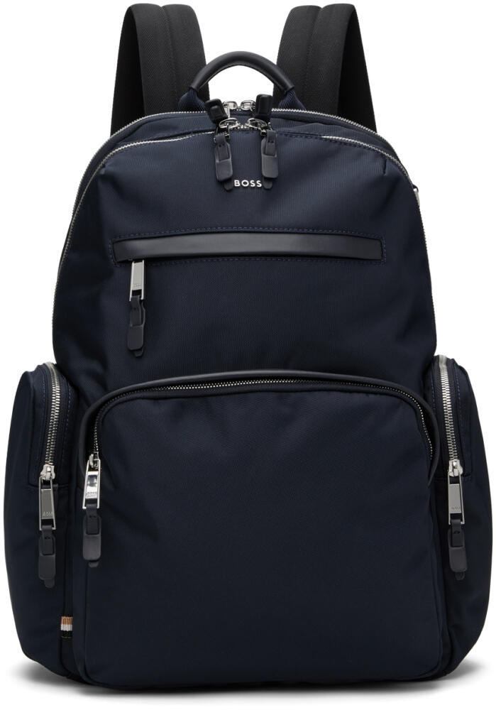 BOSS Navy Structured-Material Backpack Cover