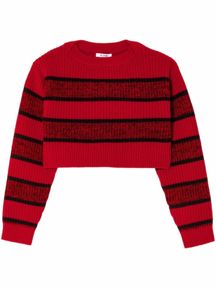 RE/DONE cropped stripe-pattern jumper - Red Cover