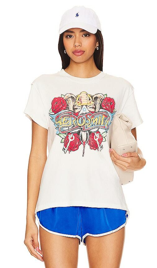 DAYDREAMER Aerosmith Permanent Vacation Reverse Tee in White Cover