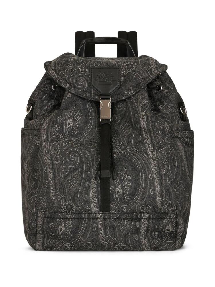 ETRO Pegaso-motif paisley-print backpack - Black Cover