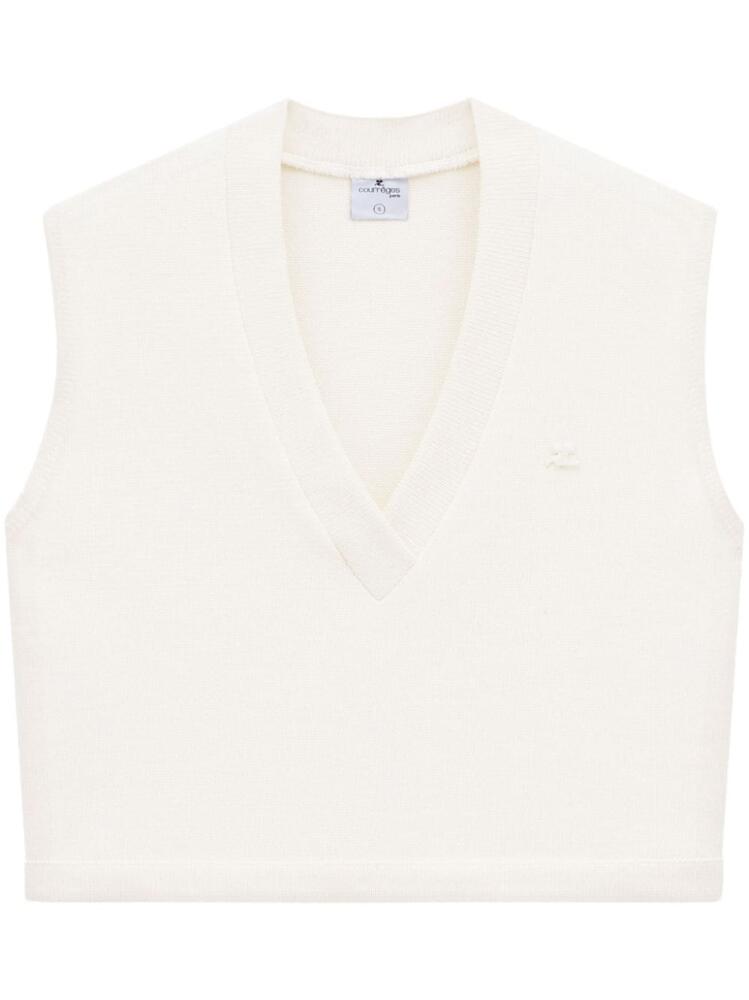 Courrèges logo-embossed knitted vest - Neutrals Cover