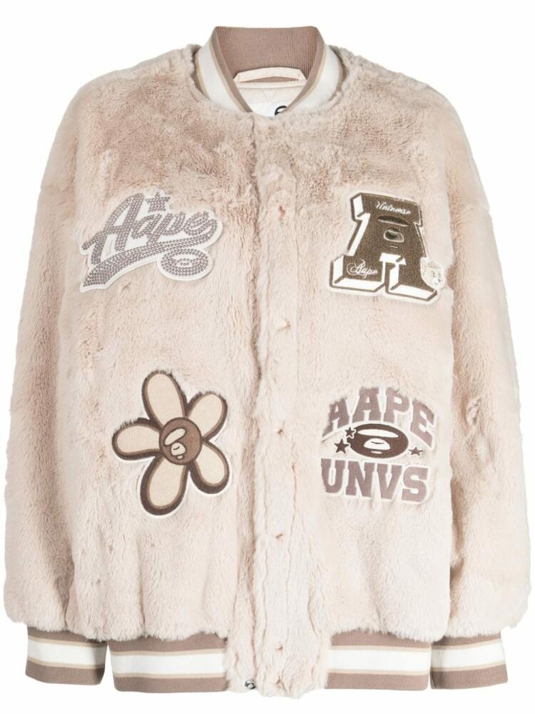 AAPE BY *A BATHING APE® logo-patch bomber jacket - White Cover