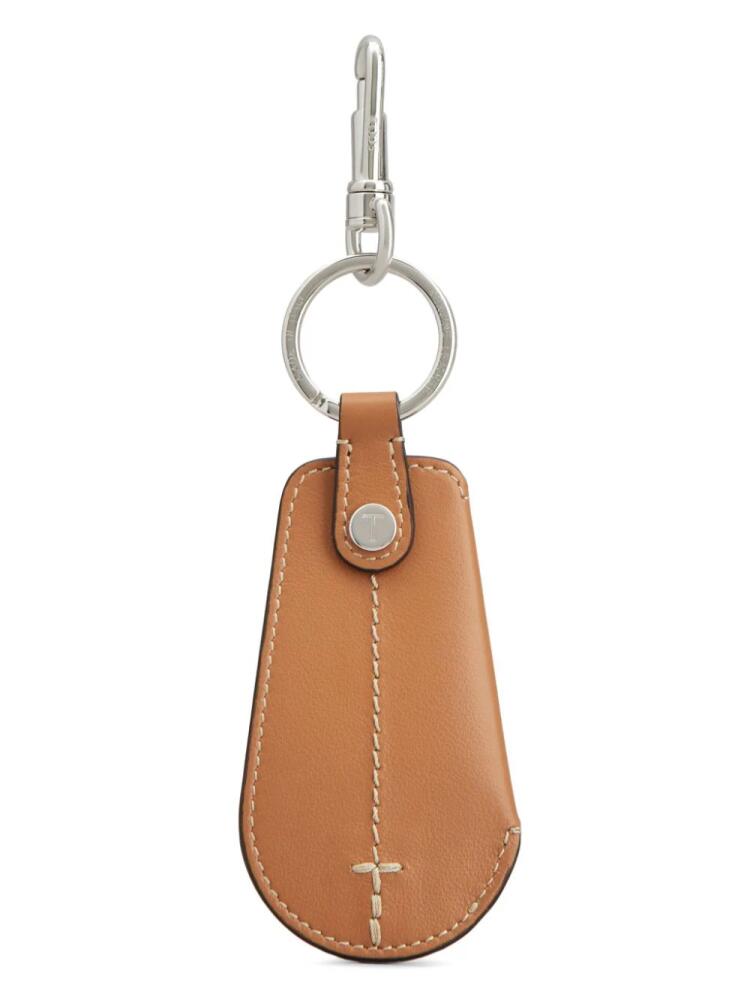 Tod's logo-engraved shoehorn key holder - Brown Cover