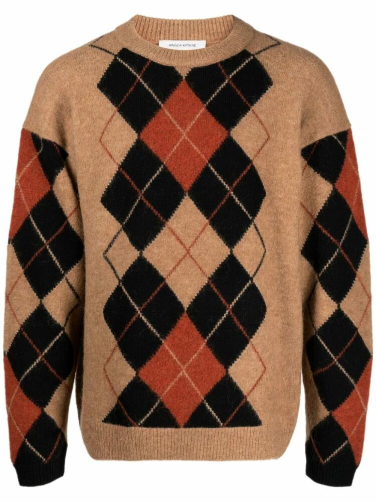 Maison Kitsuné argyle-pattern crew-neck jumper - Brown Cover