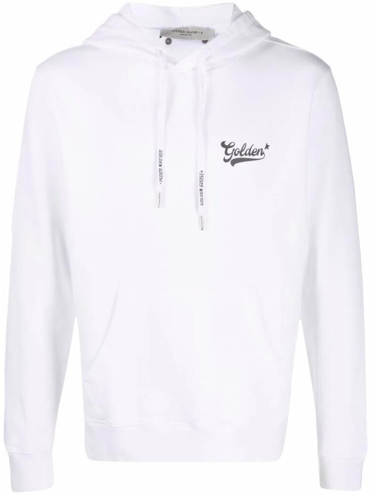 Golden Goose logo-print cotton hoodie - White Cover