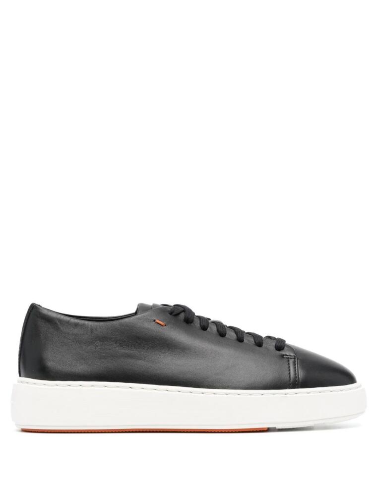 Santoni leather low-top sneakers - Black Cover