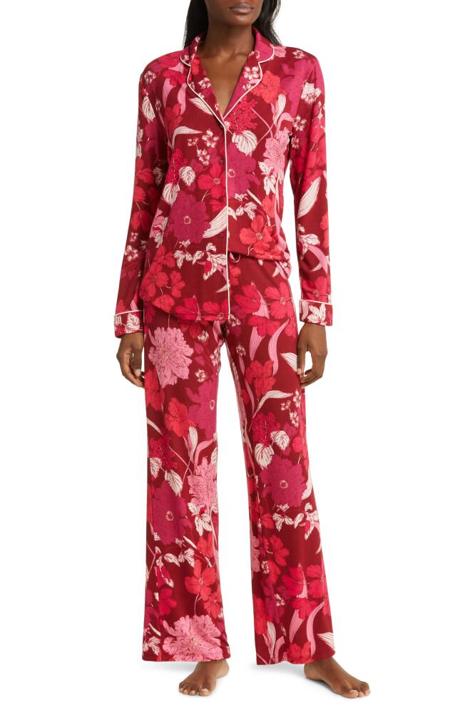 Nordstrom Moonlight Eco Knit Pajamas in Red Velvet Lisolette Flora Cover