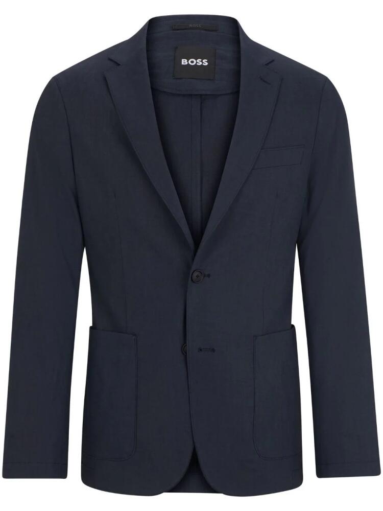 BOSS single-breasted linen-blend blazer - Blue Cover