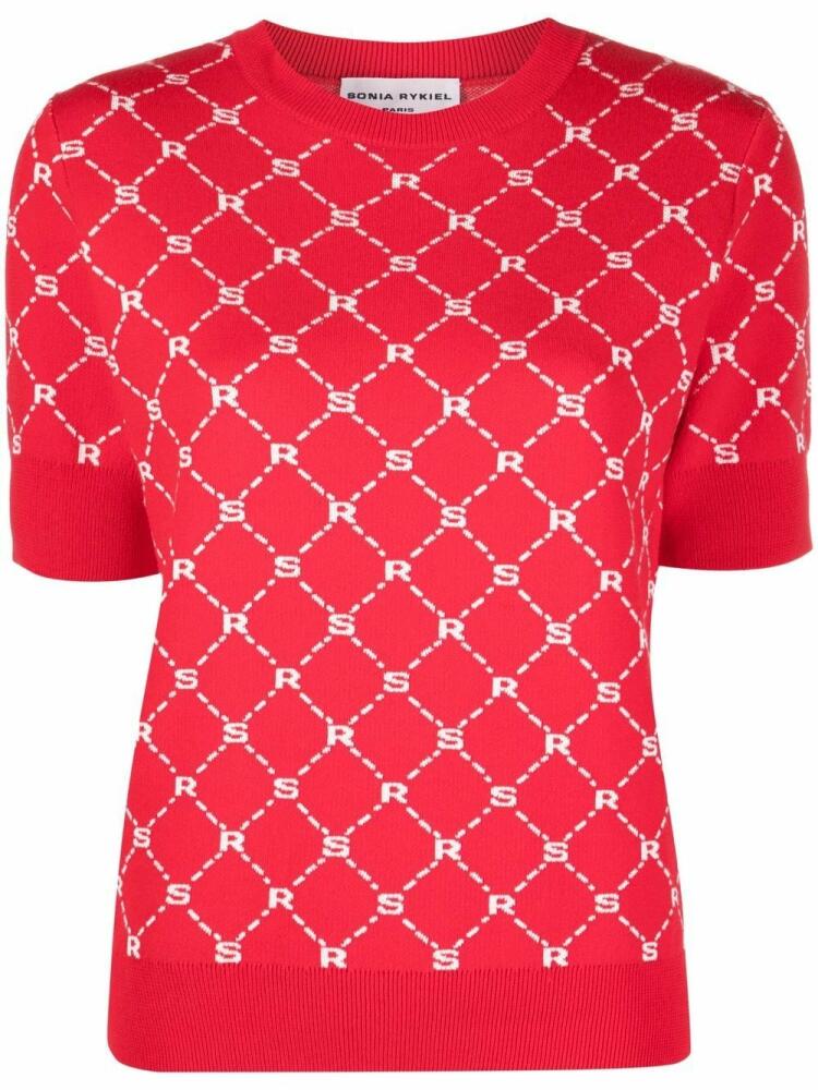 Sonia Rykiel monogram-pattern knitted top - Red Cover