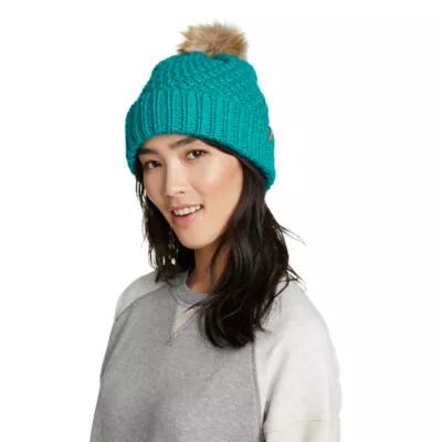 Eddie Bauer Women's Cabin Faux Fur Pom Beanie Cover