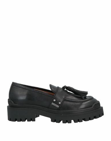 High Woman Loafers Black Leather Cover