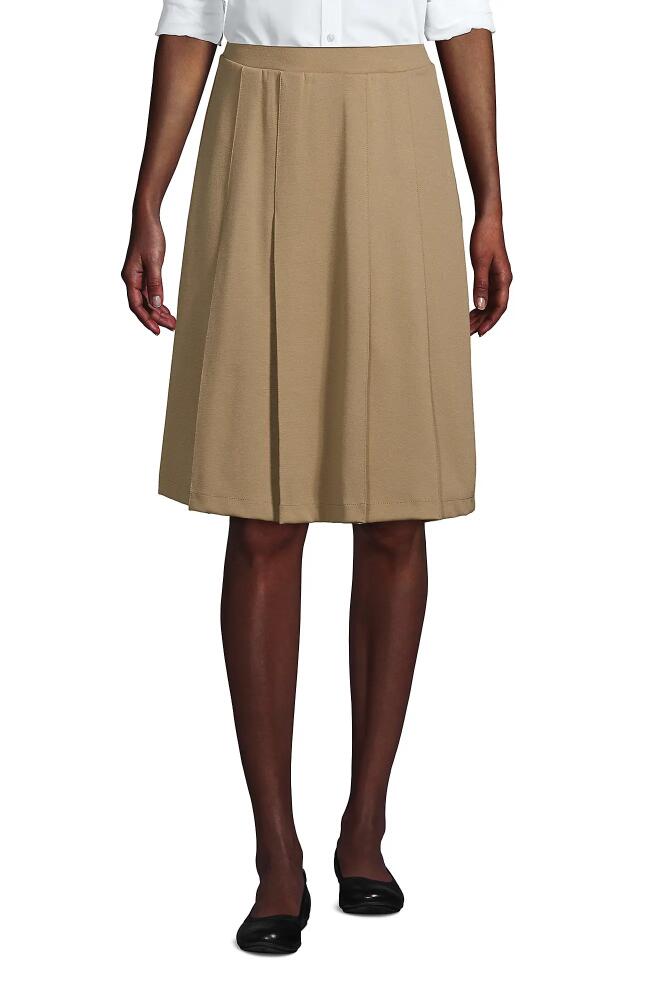 Lands' End School Uniform Ponte Pleat Skirt in Khaki Cover