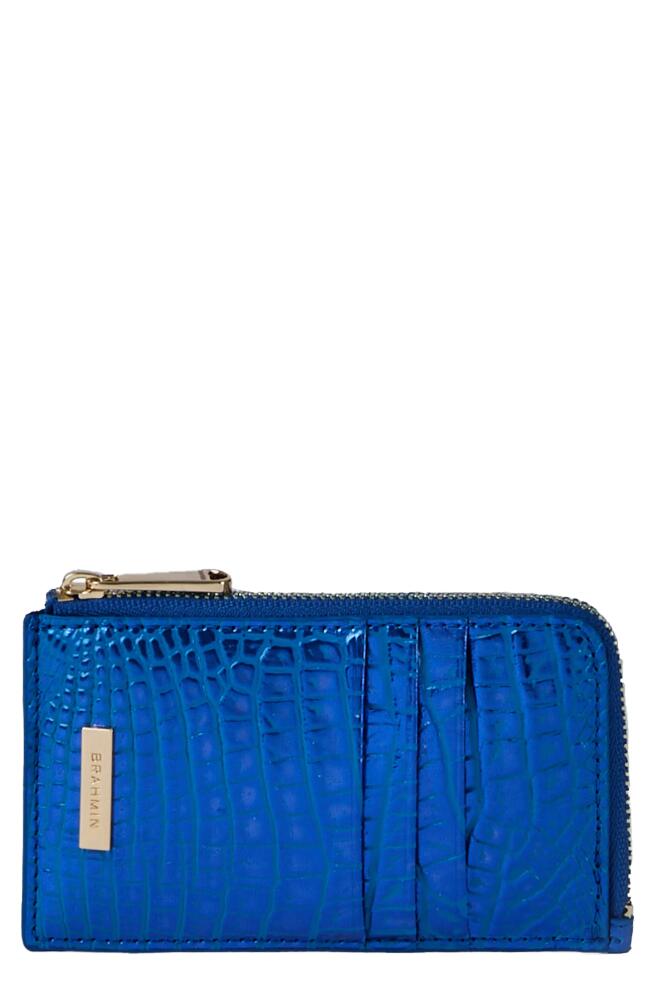 Brahmin Lennon Croc Embossed Leather Card Case in Cobalt Potion Cover