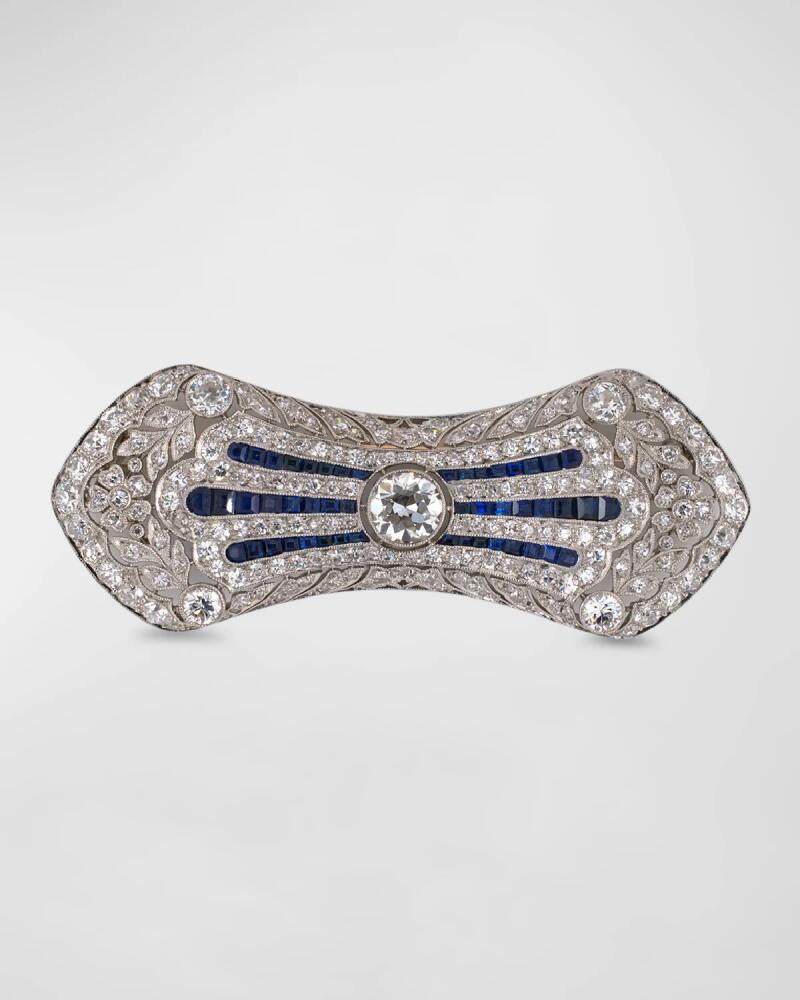 NM Estate Estate Theodore B. Starr Platinum Diamond Calibre Sapphire Edwardian Bow Pin Cover