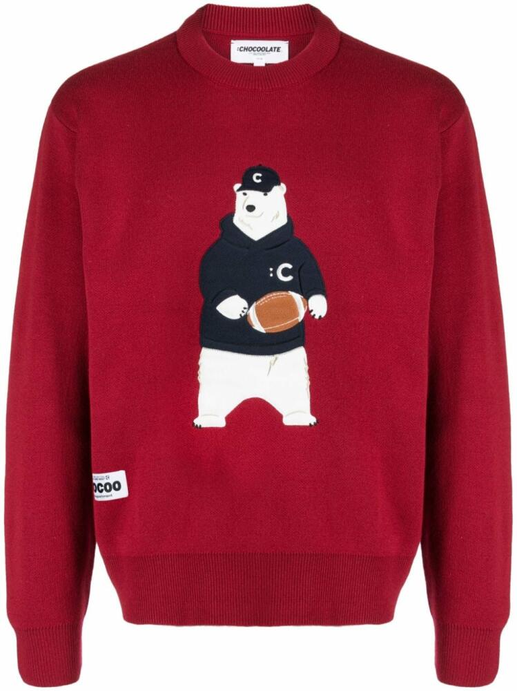 CHOCOOLATE logo-patch fine-knit jumper - Red Cover