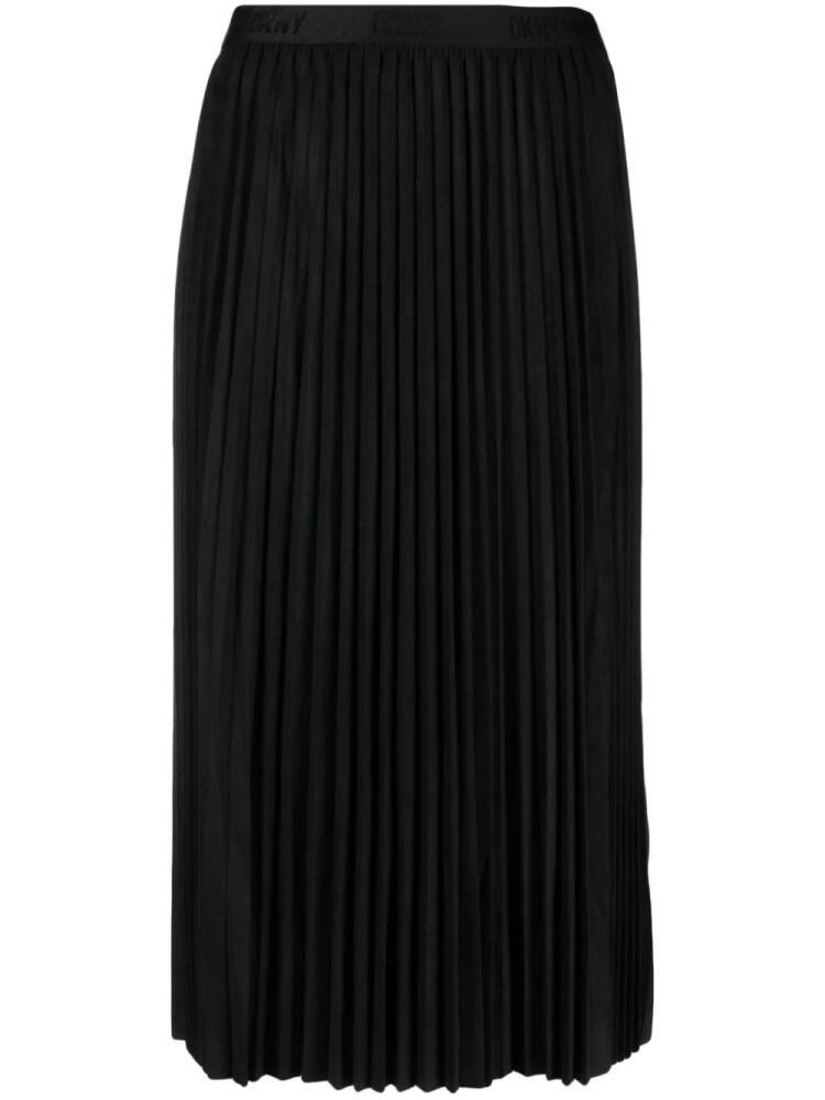 DKNY logo-waistband pleated midi skirt - Black Cover