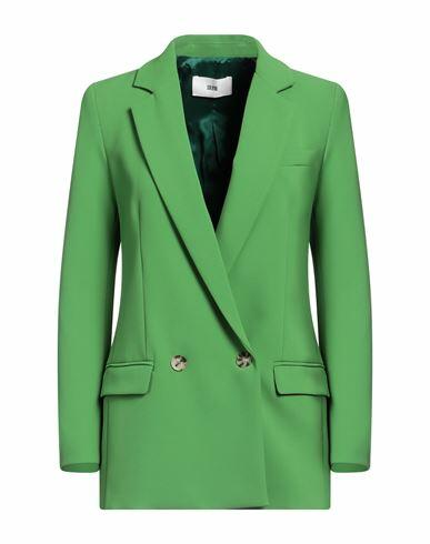 Solotre Woman Blazer Green Polyester, Elastane Cover