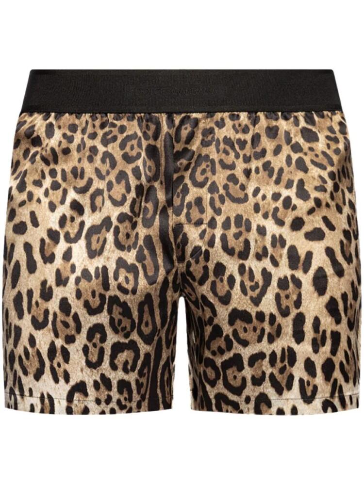 Dolce & Gabbana leopard-print silk boxers - Brown Cover