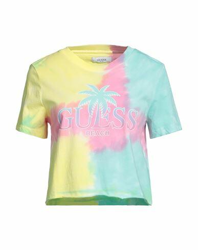 Guess Woman T-shirt Yellow Cotton Cover