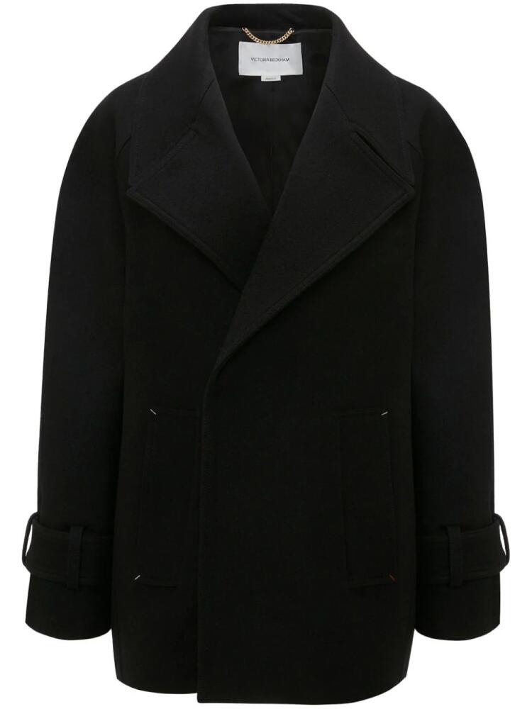 Victoria Beckham stitch-detail peacoat - Black Cover