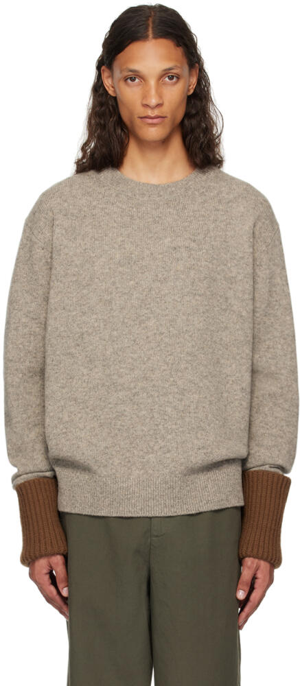 Dries Van Noten Beige Rolled Cuff Sweater Cover