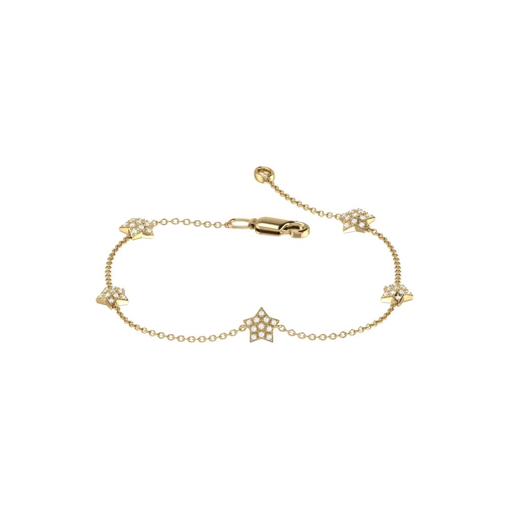 LuvMyJewelry Starkissed Sterling Silver Diamond Bracelet in 14Kt Gold Vermeil On Sterling Cover