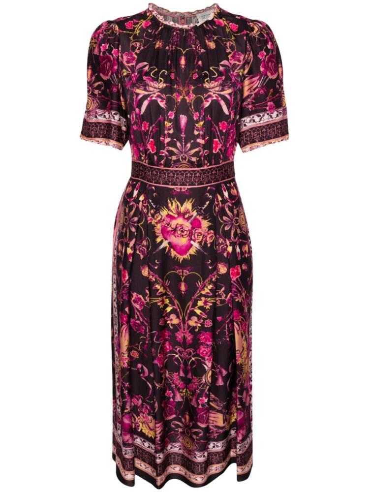 Marchesa Rosa Soma floral-print midi dress - Red Cover