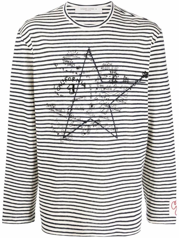 Golden Goose logo print stripe T-shirt - Neutrals Cover