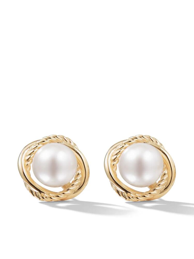 David Yurman 18kt yellow gold Crossover Infinity pearl stud earrings Cover