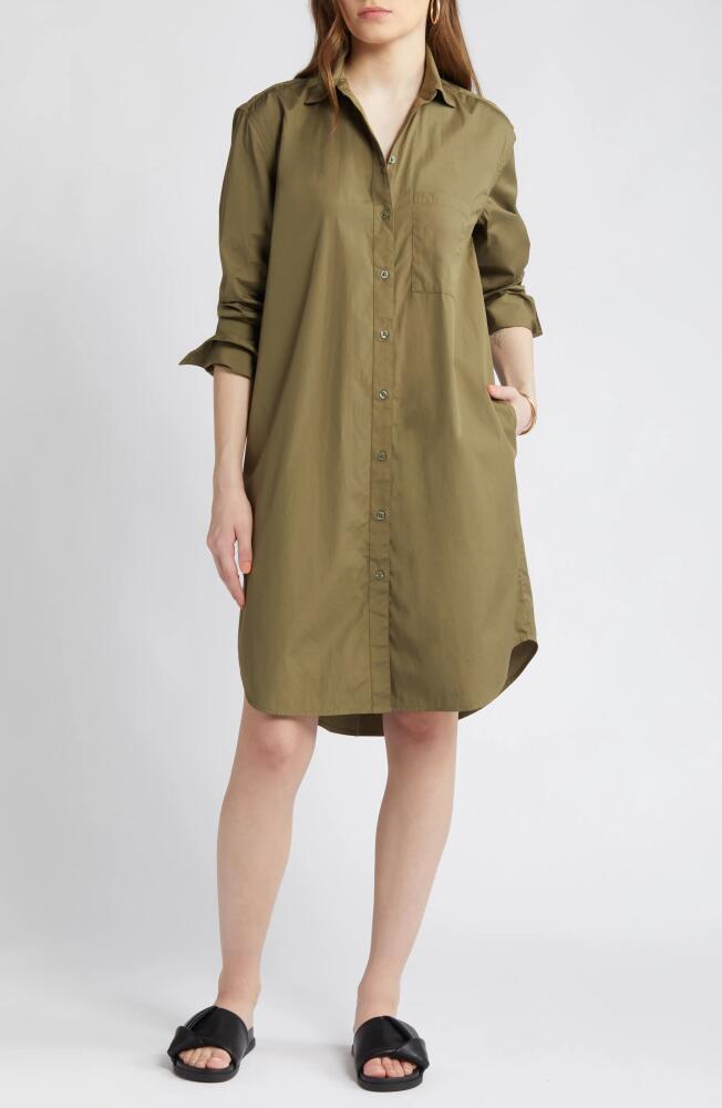 Nordstrom Long Sleeve High-Low Shirtdress in Olive Burnt Cover