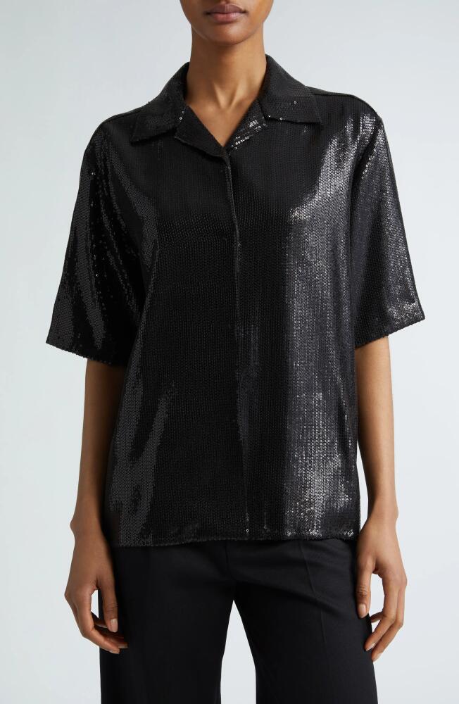 Michael Kors Collection Sequin Camp Shirt in Black Cover