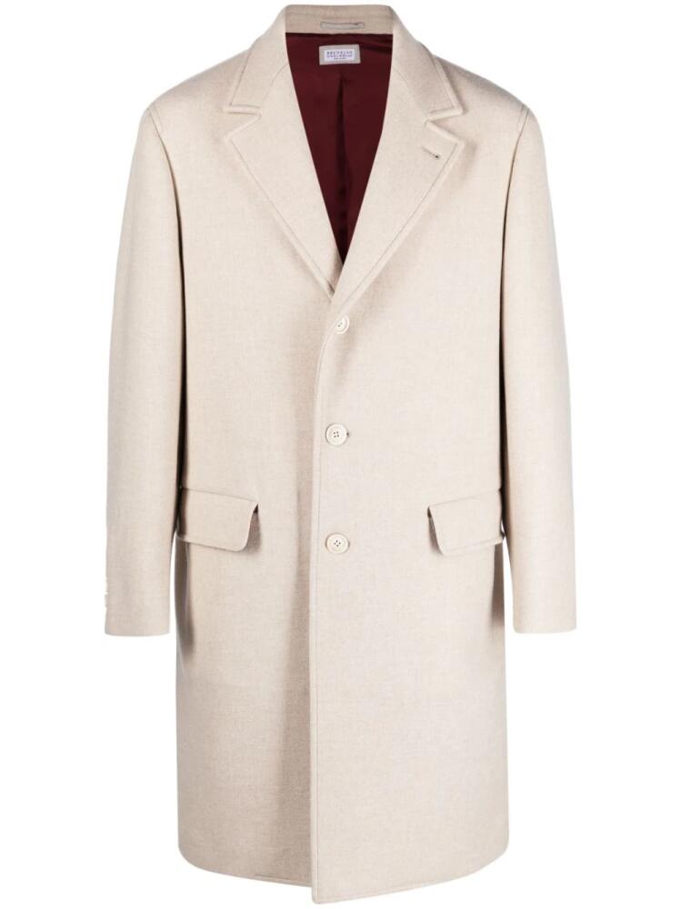 Brunello Cucinelli notched-lapels single-breasted coat - Neutrals Cover