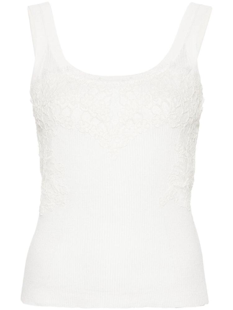 Ermanno Scervino lace-appliqué cotton tank top - White Cover