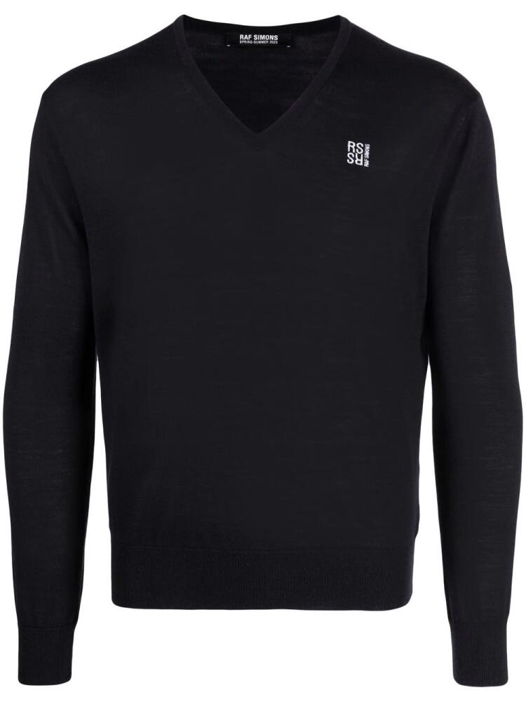 Raf Simons embroidered-logo merino wool jumper - Black Cover