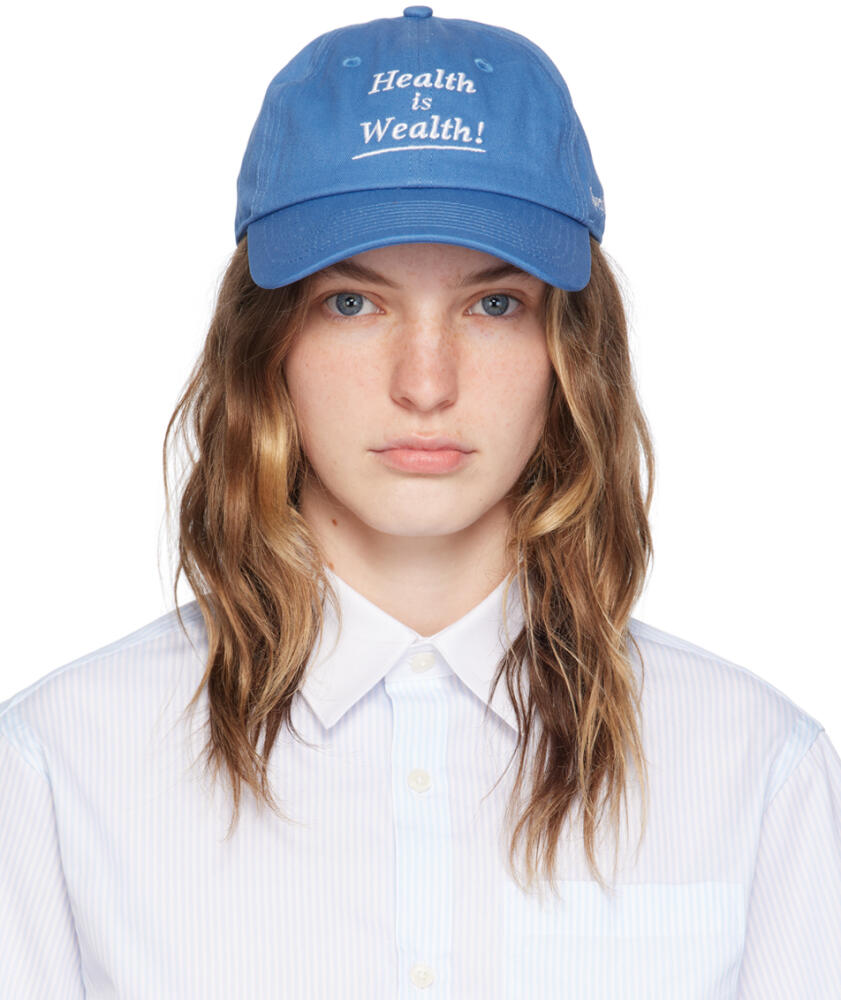 Sporty & Rich Blue 'Health is Wealth' Cap Cover