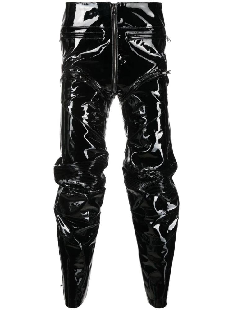 VETEMENTS panelled gathered patent leather trousers - Black Cover