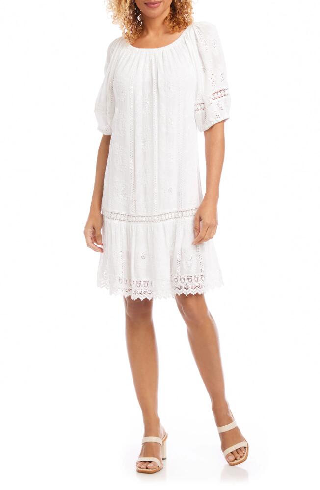 Karen Kane Short Sleeve Eyelet Dress in Off White Cover