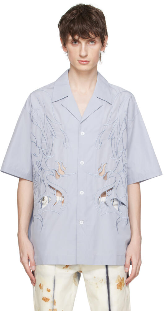 Feng Chen Wang Blue Cutouts Shirt Cover