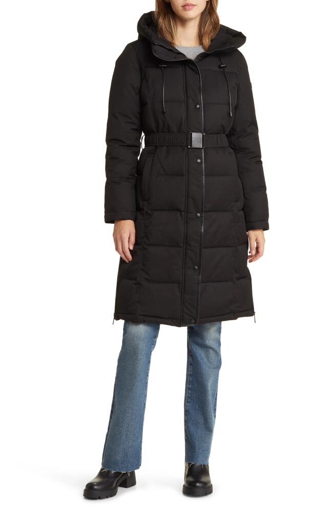 Sam Edelman Belted Hooded Puffer Coat in Black Cover