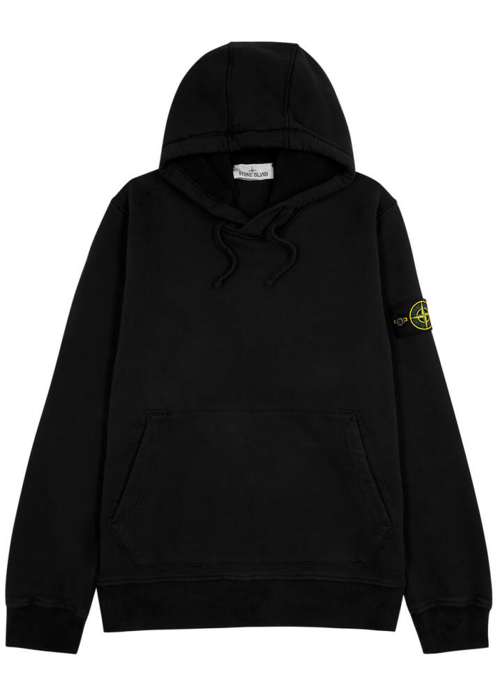 Stone Island Logo Hooded Cotton Sweatshirt - Black Cover