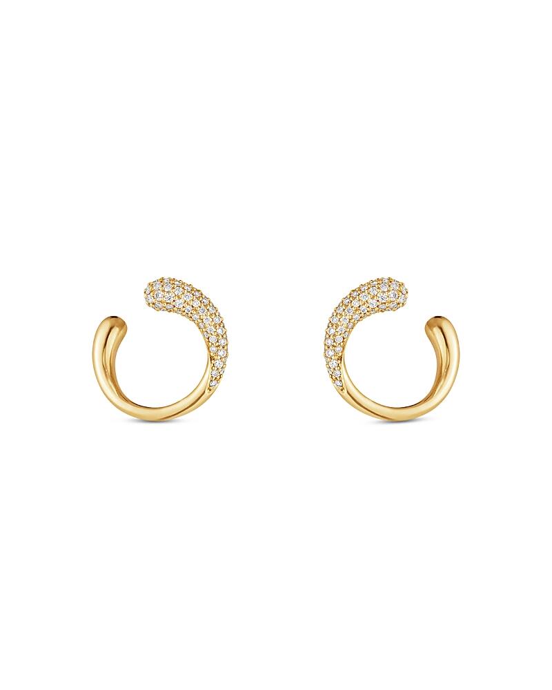 Georg Jensen 18K Yellow Gold Pave Diamond Mercy Stud Earrings Cover