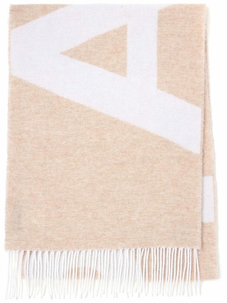 A.P.C. intarsia-knit wool-blend scarf - Neutrals Cover