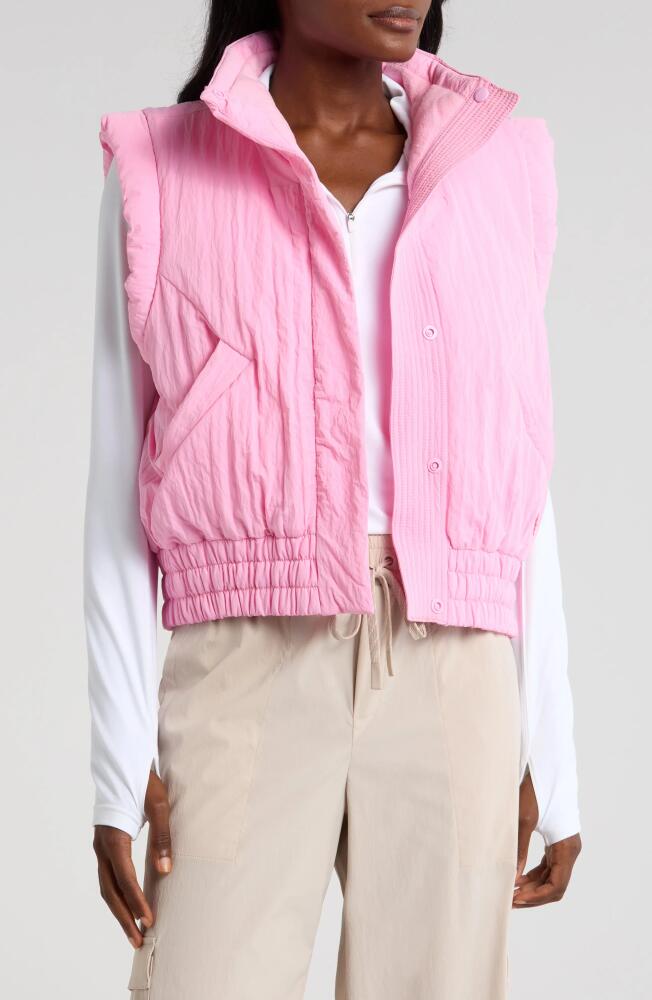 Free People FP Movement Scrunch Time Puffer Vest in Pink Aura Cover