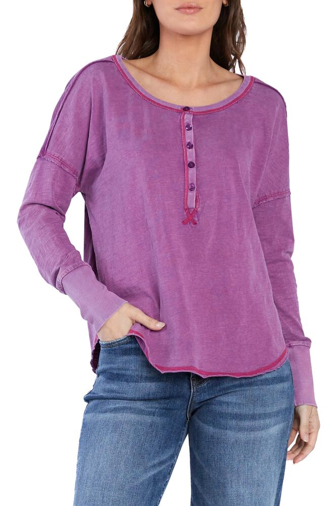 Billy T Parker Cotton Henley in Berry Cover